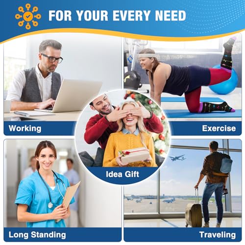 NEWIROVE 4Pares Medias Compresion Tallas Grandes Calcetines Compresión Deporte XXL Calcetín Compresión Varices Calcetines Enfermera Compresion Mujer Hombre Para Embarazo Viajes Vuelo, Estilo-Corazón - imagen 7