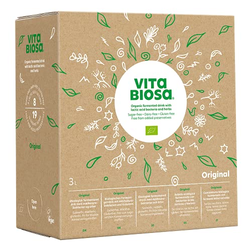 Vita Biosa Original 3 L Bag-in-Box – Bio Kräuterfermentgetränk mit Milchsäurekulturen – vegan, zuckerfrei & laktosefrei – Fermentdrink aus 19 Kräutern – Großpackung für Familie & Kur