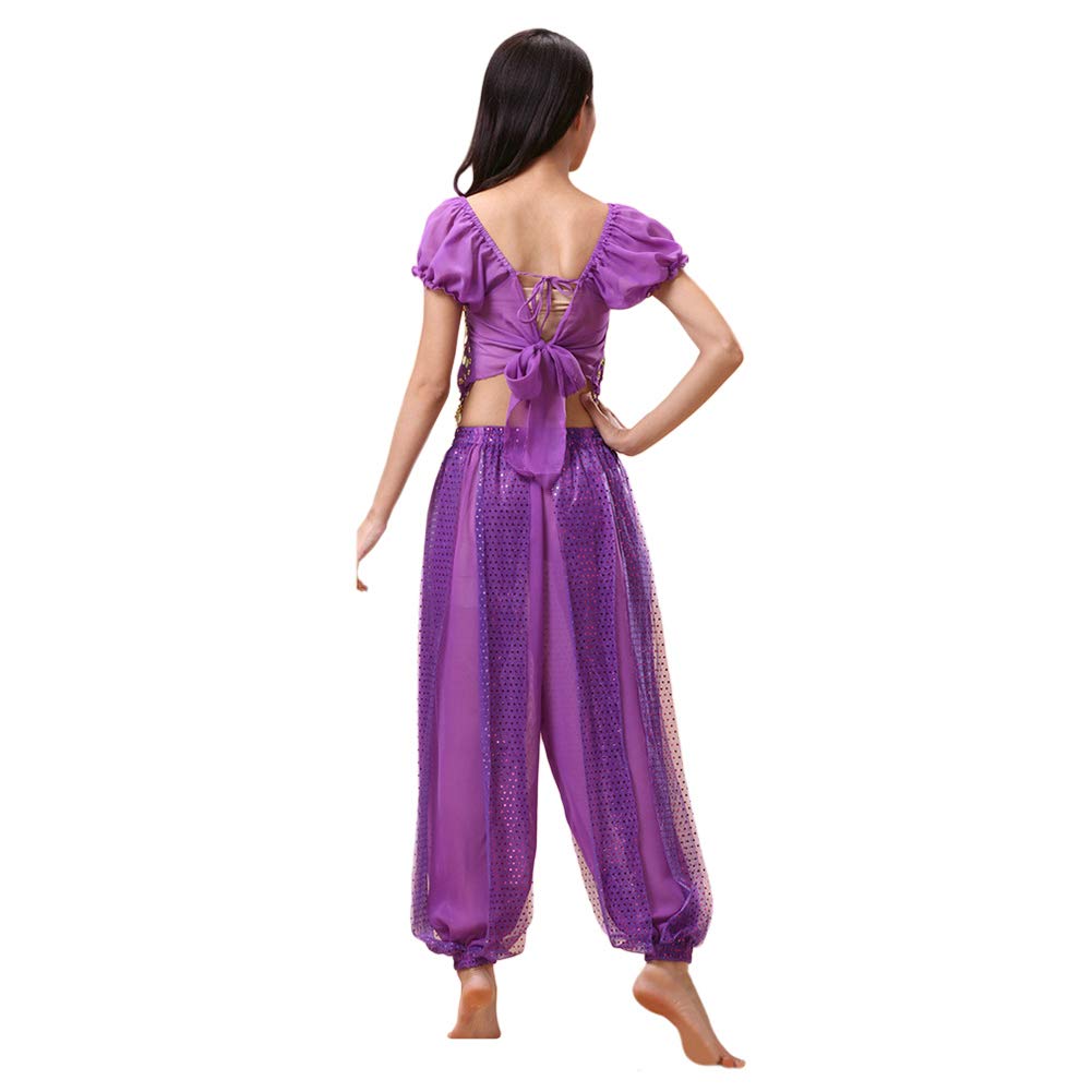 Costume de danse orientale pour femme avec haut de danse + pantalon lanterne professionnel pour carnaval
