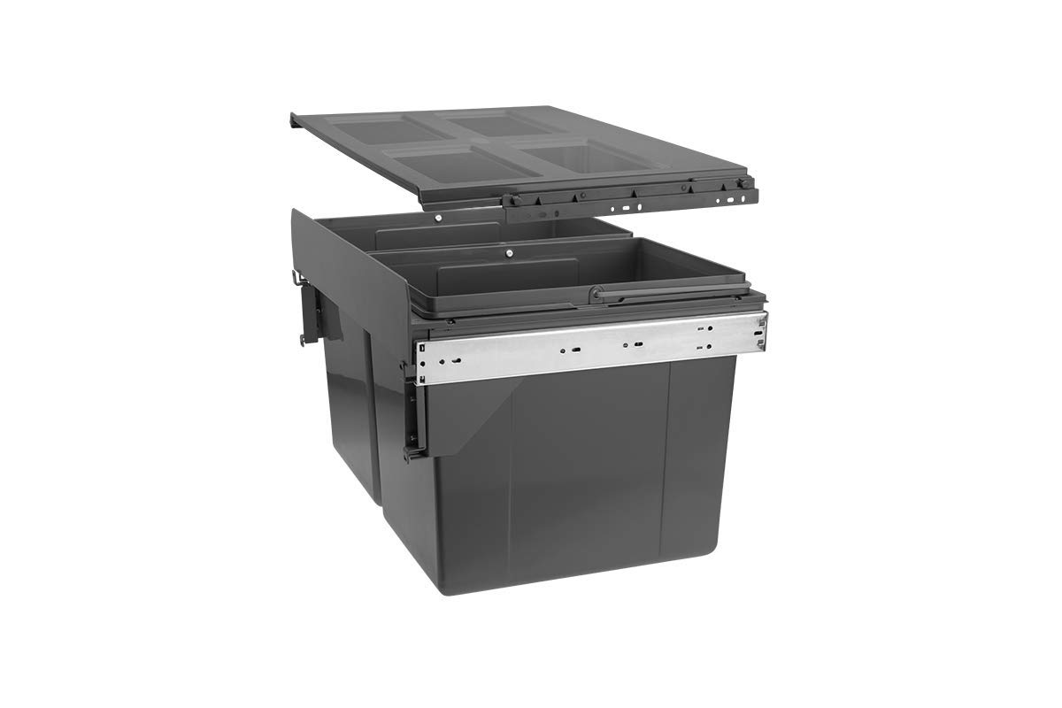 GTV Pull Out Kitchen Waste Recycle Soft Close Bin for 600mm Cabinet - side mounting
