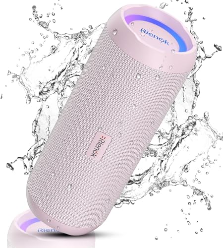 Enceinte puissante 30W étanche IPX7 RIENOK rose avec autonomie de 30 heures en voyage