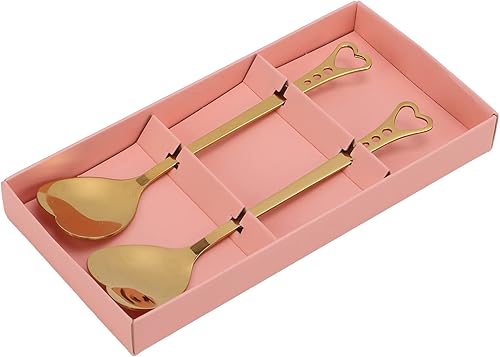 Miniatura 4 de 2 cucharas de café para postre, diseño en forma de corazón, cuchara de metal para revolver té y postre, bebidas helados (dorado)