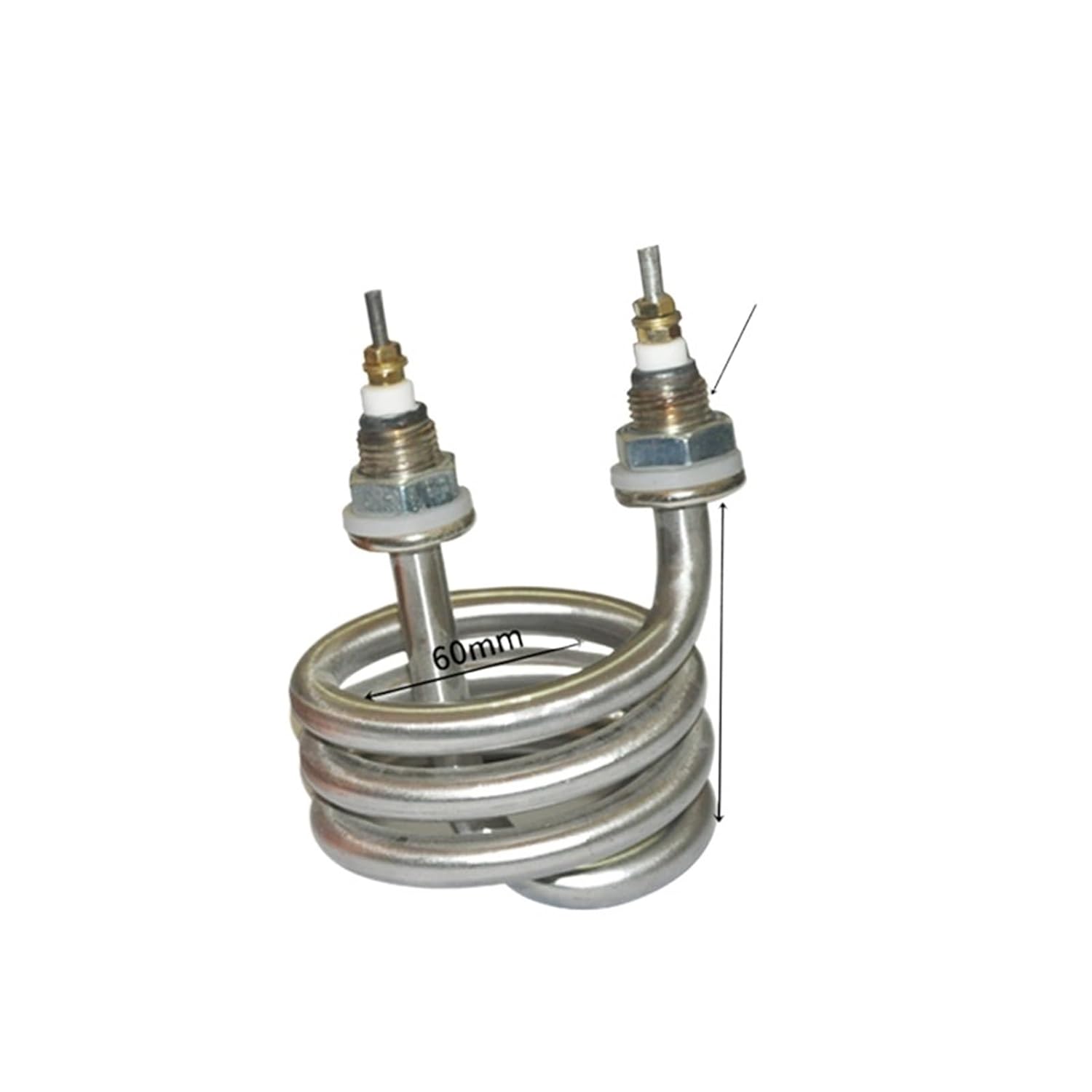 AC 220V 380V 2.5KW 4.5KW Spiral Stainless Steel Copper Immersion Heater Heating Element Water Heating Pipe(220V 2.5KW Steel)