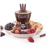 Deet Keramik-Käse-Schokoladen-Fondue-Set, mit 2 Schokoladen-Fonduegabeln und Kerzen, Fondue-Set, multifunktionales Schokoladen-Fondue-Set, für Käse, Schokolade, Eis, Heim-Café