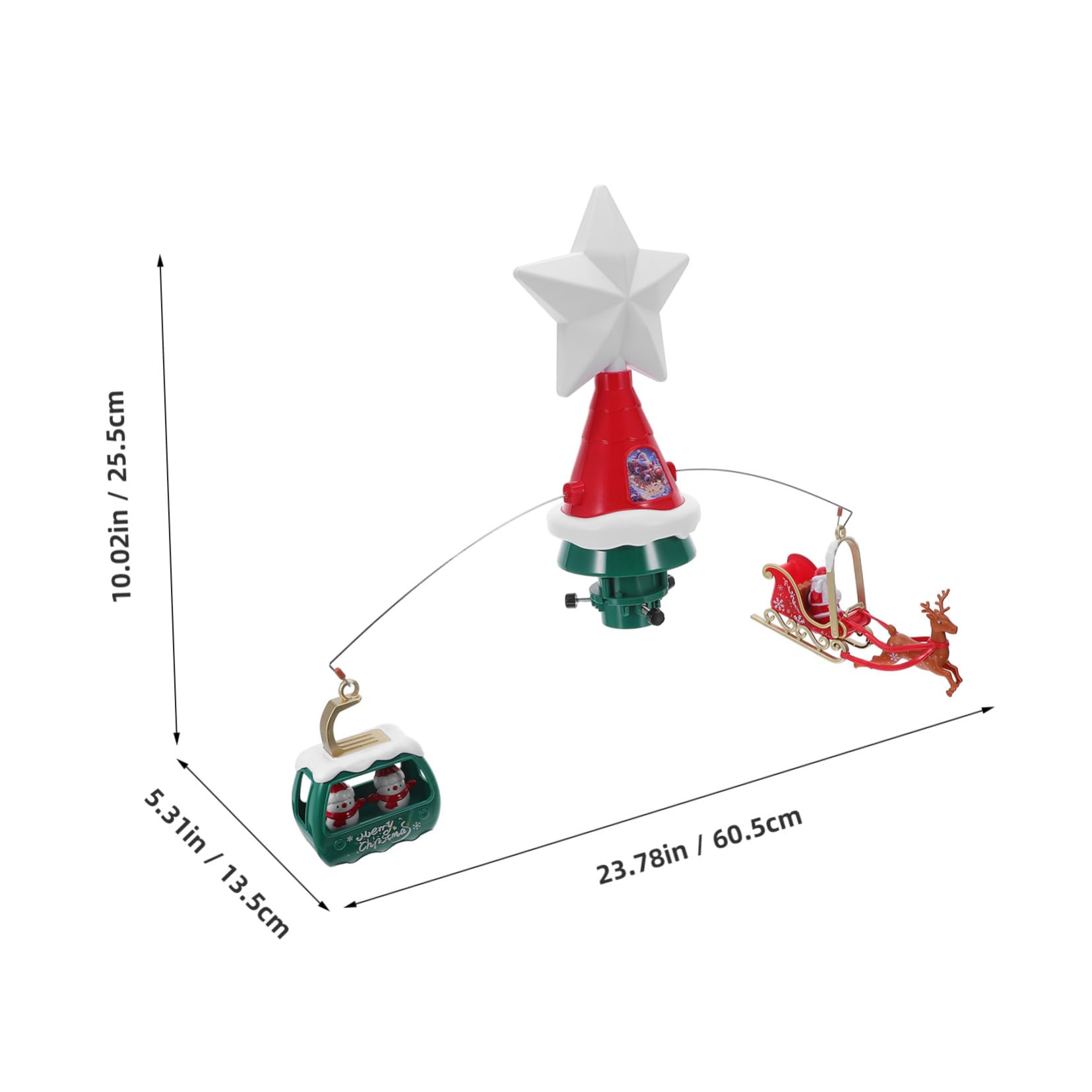 Rotating Christmas Star Topper con Luces LED y Música Adorno Eléctrico con Papá Noel y Renos Estrella Iluminada para Decoración Navideña de Árbol Fiesta y Hogar