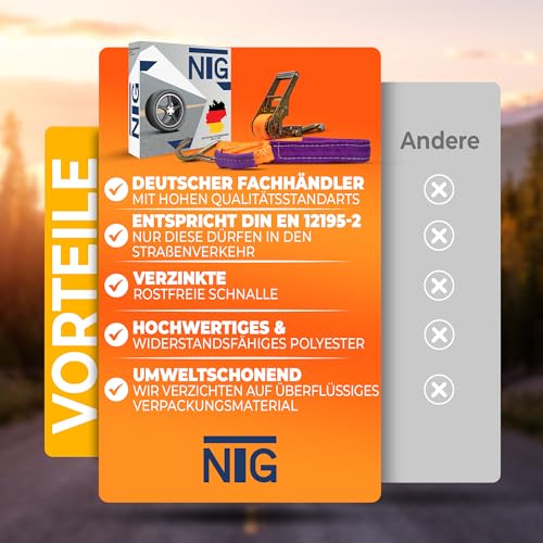 4 Stück Spanngurte zum Auto Transportzurrgurt | Nur EIN Zurrpunkt nötig | 35mm | Radsicherungsgurt | Zurrgurt | Autotransport | Reifengurt | NACH DIN EN 12195-2