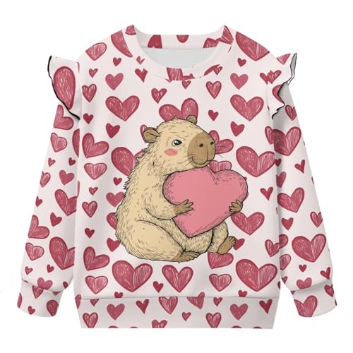 Long Sleeve Shirt Cute Sleeve Sweatshirt Fall Winter Crewneck Tops Casual Ruffle Sleeve Blouse 1-8T