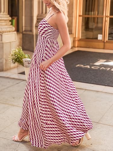 Image of CUPSHE Womens Summer Maxi Dress Casual Sleeveless Square Neck Striped Beach Long Dress with Pockets