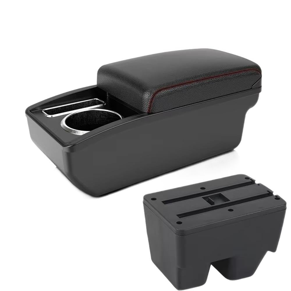 FSOZDBBPL For Toyota Yaris SUV For Yaris Cross Car Armrest Box Storage Box Retrofit Parts Interior Parts(A1 Black red NO USB)