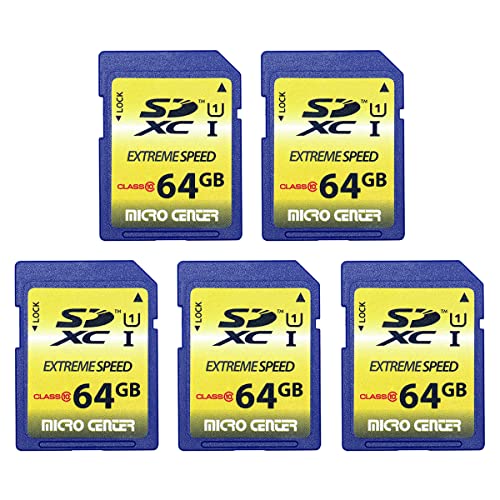 INLAND 64GB Class 10 SDXC Flash Memory Card Full Size SD Chip USH-I U1 Trail Camera by Micro Center (5 Pack)