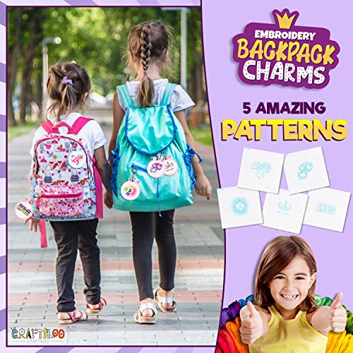 Image of CRAFTILOO Embroidery Kit for Kids - 5 Stamped Beginner Needlepoint Projects