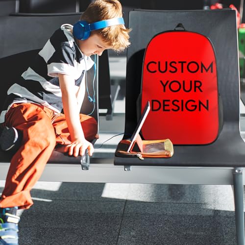 Custom Backpack For Child Large-capacity Casual Travel Laptop Bag Design Text Photo Personalized Backpack for Boy Girl Red3