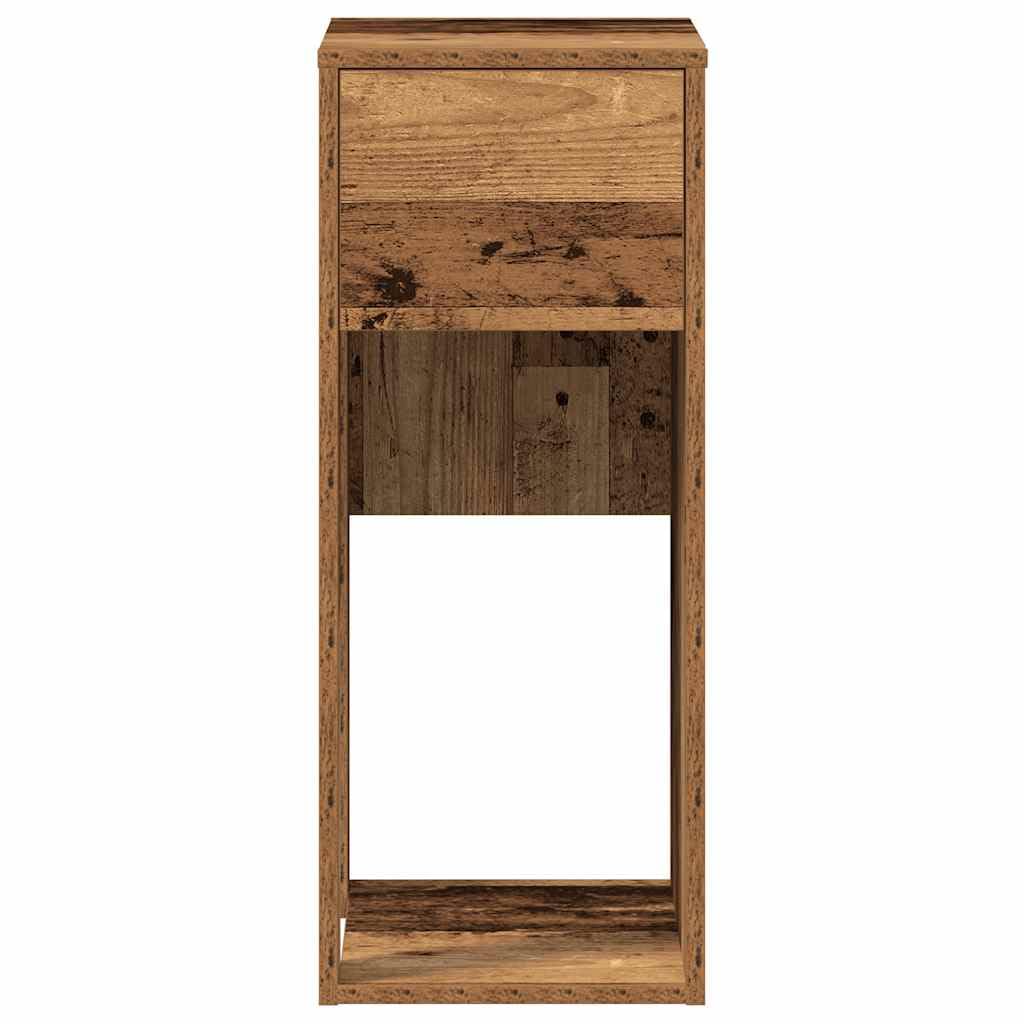 PC Unterschrank mit Schublade, Computer Tower Stand 30x44x74 cm, aus Holzwerkstoff in Altholz-Optik, Schreibtisch Beistellschrank mit offenem Fach, für Büro & Homeoffice