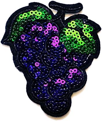 Nipitshop Patches Grape Fruit Sequins Sew Iron on Applique Embroidered Patch for Clothes Backpacks T-Shirt Jeans Skirt Vests Scarf Hat Bag image 2