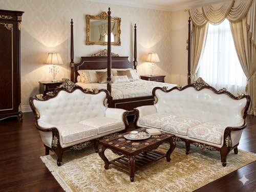 Image of Wooden Sofa Set Carving for Living Room (5 Seater Sofa @3)