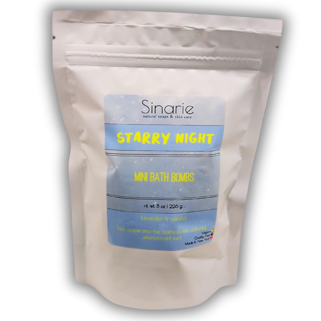 Sinarie Soaps Starry Night Bath Bombs - Colorful, Fizzy, and Relaxing with Natural Essential Oils (8 oz.)