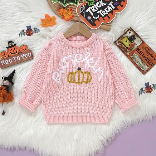 Toddler Baby Girl Boy Knit Pullover Halloween Sweater Long Sleeve Pumpkin Print Sweasthirt Fall Winter Clothes2