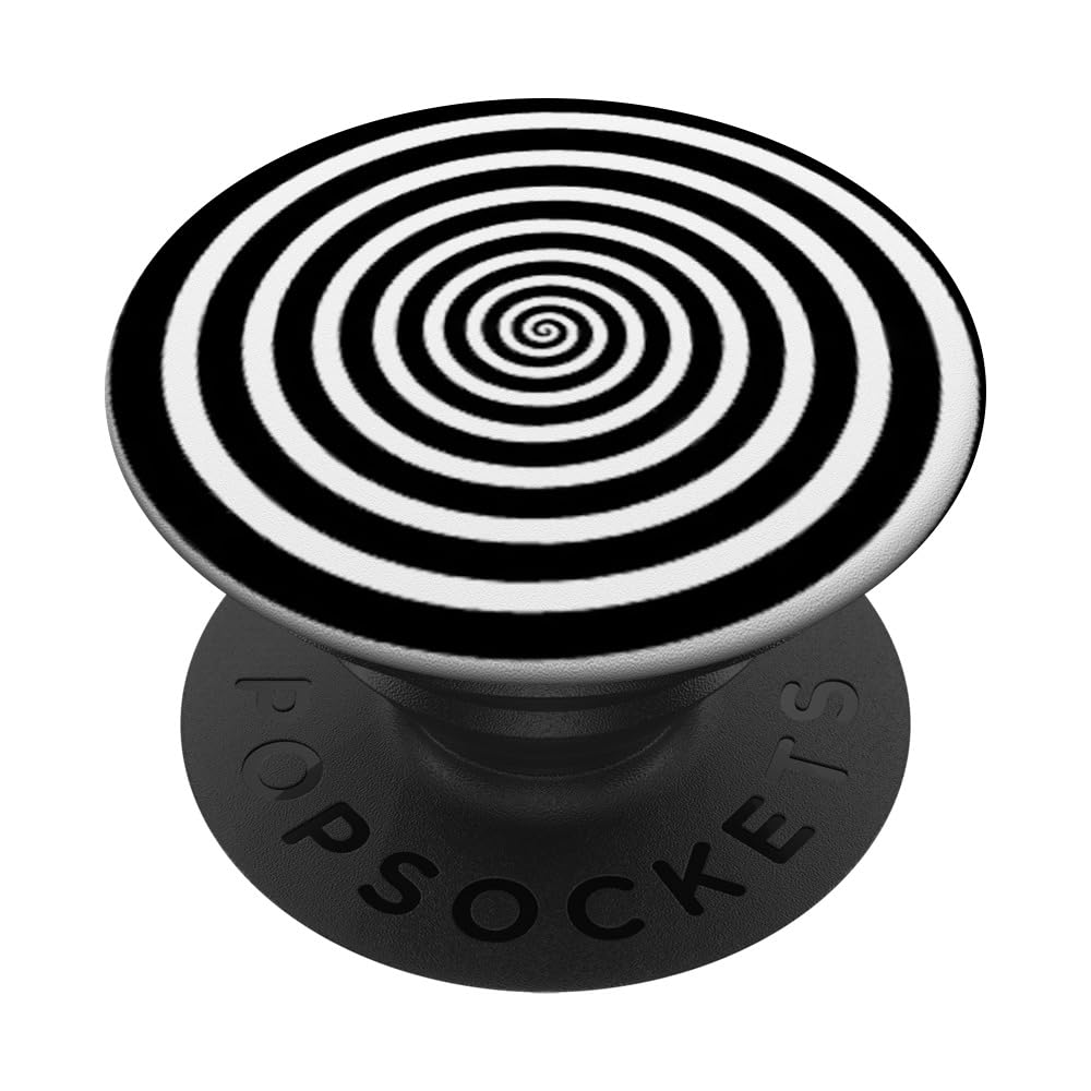 Fun Optical Illusion Circle Swirl Design Black and White PopSockets Adhesive PopGrip