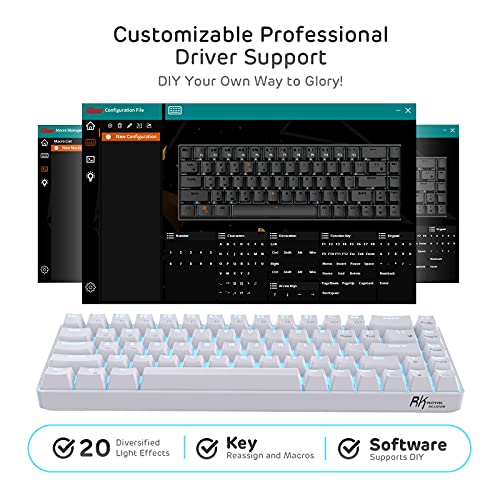 Image of RK ROYAL KLUDGE RK68 Hot-Swappable 65% Wireless Mechanical Keyboard, 65% 68 Keys Compact Bluetooth Gaming Keyboard with Standalone Arrow /Control Keys, Quiet Red Switch