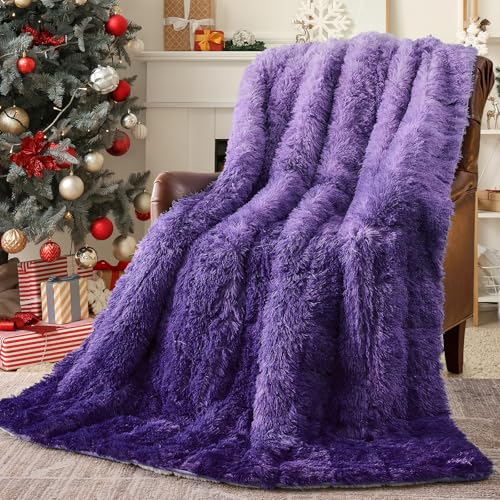 Image of yescool Weighted Blanket for Adults (15 lbs, 60 inch x 80 inch, Misty Purple) Heavy Blanket for Sleeping Perfect for 140-160 lbs, Queen Size Faux Fur Blanket with Premium Glass Bead, Machine Washable