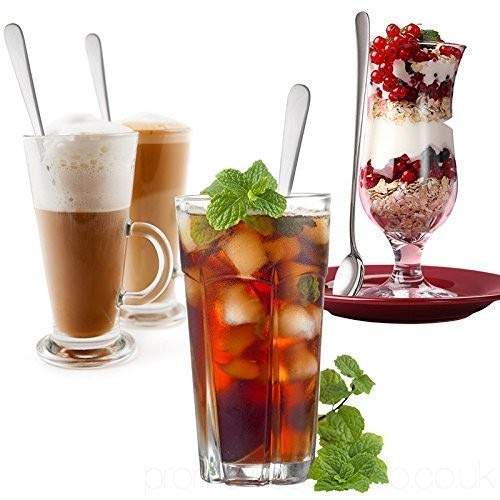 Convay SODA Long Handle Iced Tea Spoons, Silverware Coffee Spoon Stainless Steel Ice Cream Spoon, Cocktail Mixing Stirring Spoons, Soda Set 4 3