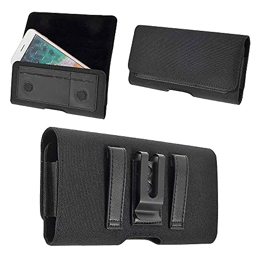 Coque textile et cuir iPhone 12 Pro Max avec porte-carte et clip ceinture métal