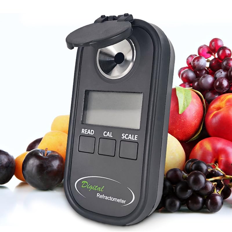 Digital Brix Refractometer, Handeld Pocket Refractometer with 0.2% Precision, Brix Meter for Juices, Wine, Measure Range 0-50.0%