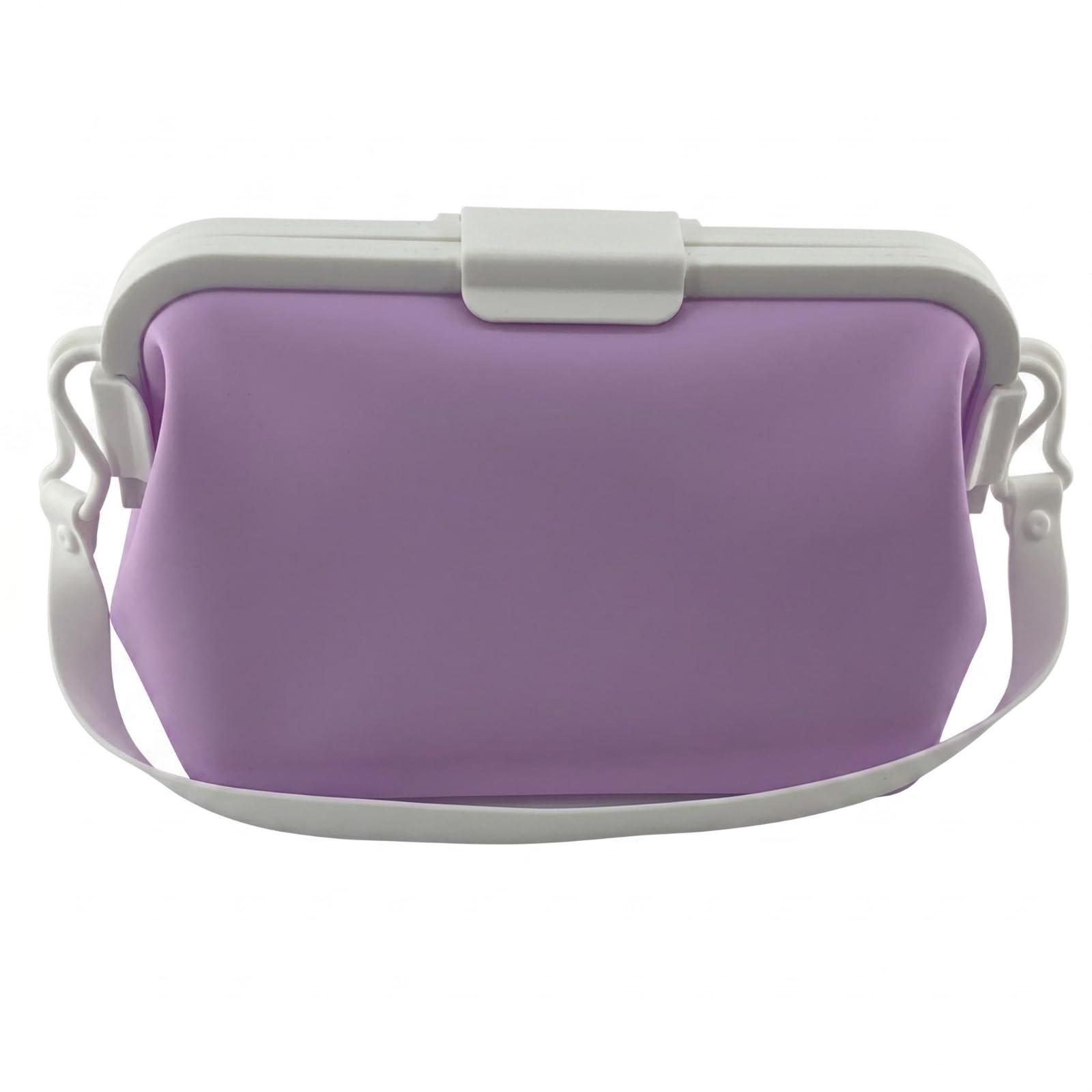 waterproof reusable silicone bag carrying strap silicone storage bag rounded corners pouch rectangular for travel, kitchen, light purple, l
