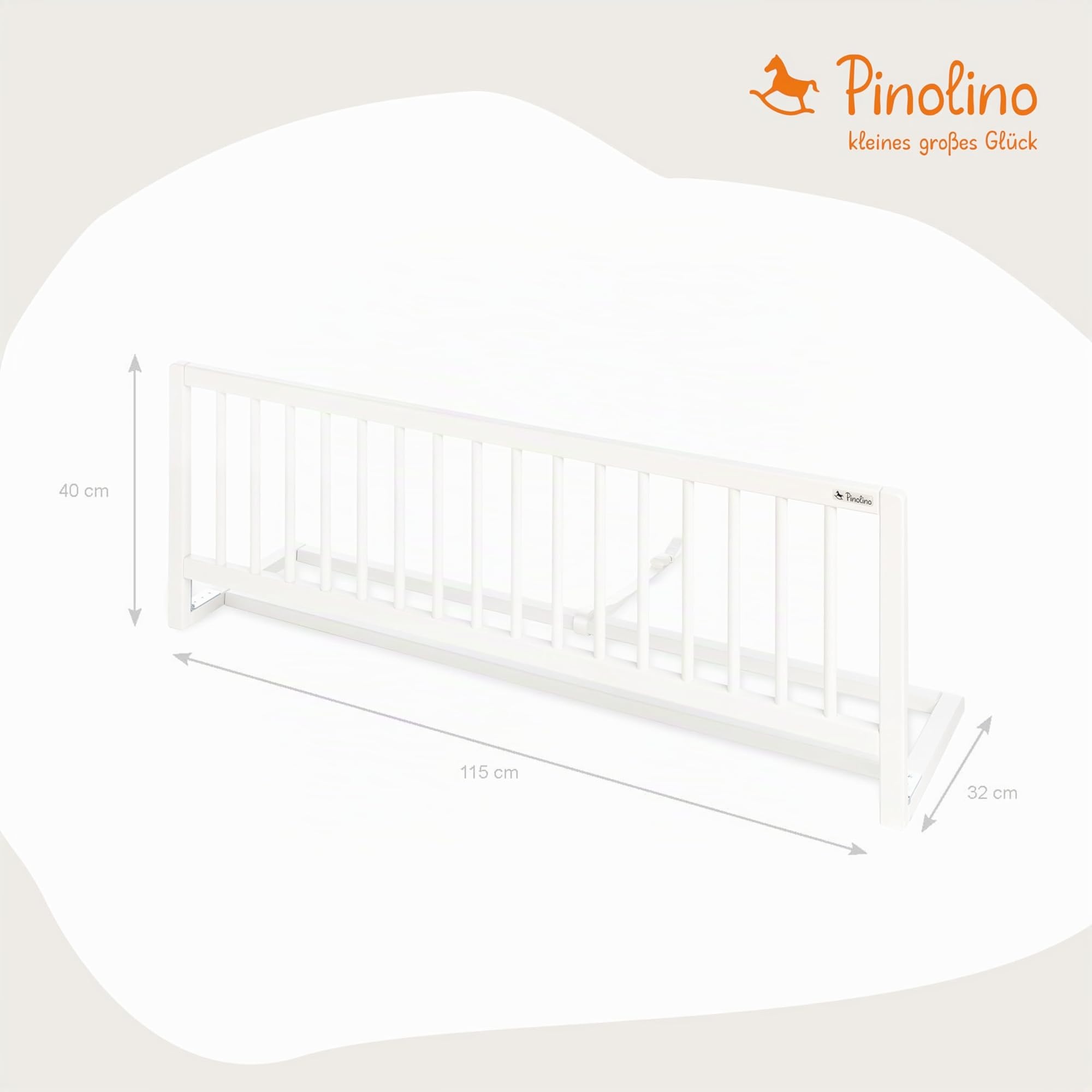 Pinolino Recinzione di sicurezza per culla, recinzione di sicurezza pieghevole, cameretta per bambini, protezione anticaduta, 120 x 32 x 40 cm, bianco