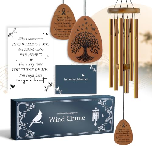 Image of Memorial Wind Chimes Gifts, Sympathy Gift Baskets, Bereavement Gift Idea, Grief, Sympathy Gifts for Loss of Loved One Husband Wife, Miscarriage Gifts for Mothers - Gold