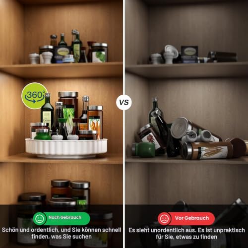 Priksia 3 Stück Drehteller Organizer, Küchen Kühlschrank Organizer, 360° Lazy Susan Drehbares Gewürzregal… – Ansicht 3