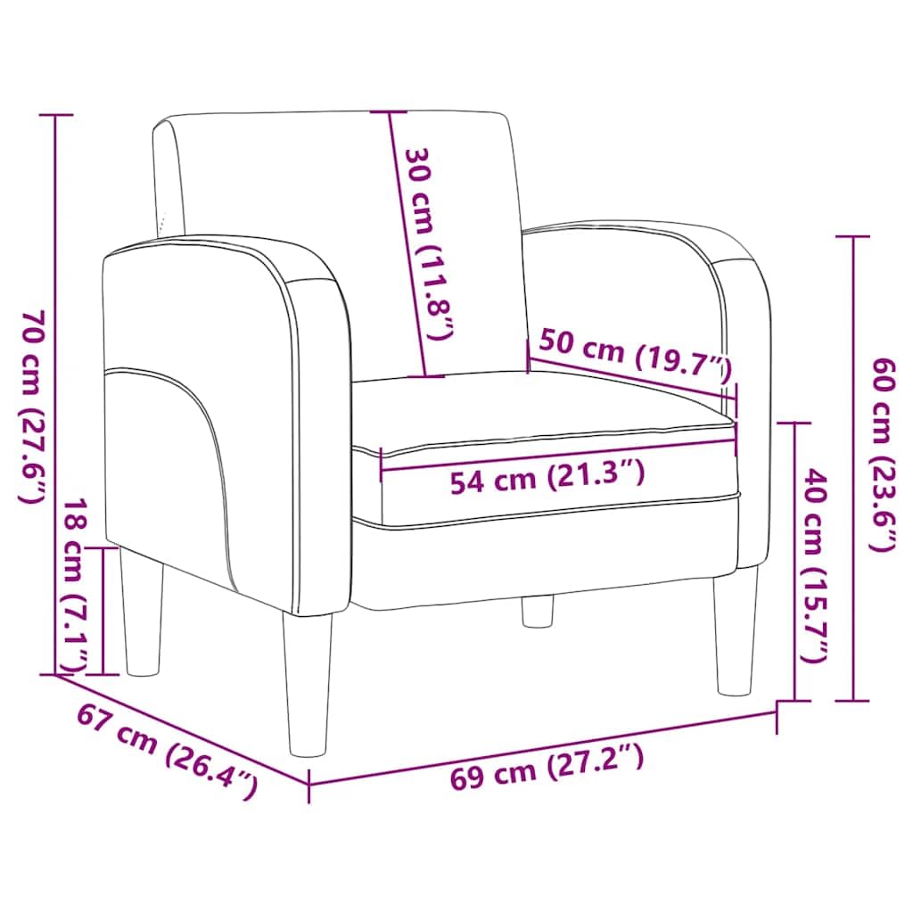 vidaXL Sessel mit Armlehnen Schwarz 54 cm Kunstleder, Sofasessel, Fernsehsessel, Relaxsessel, Einzelsofa, Relaxsofa, Wohnzimmer Sessel