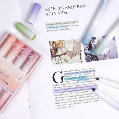 Image of Aesthetic Cute Highlighter Pen, Pastel Marker Set, No Bleed Marker Pens with Chisel Tip and Water-based Ink Quick Dry Pen for School /Office Supplies /Aesthetic Stationery (Set of 4) (Blue)