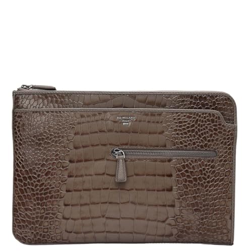 Image of Da Milano Leather Laptop Sleeve for Men & for Women - Fits Up To 14 inch Laptop - Grey (SL-1435M-A)