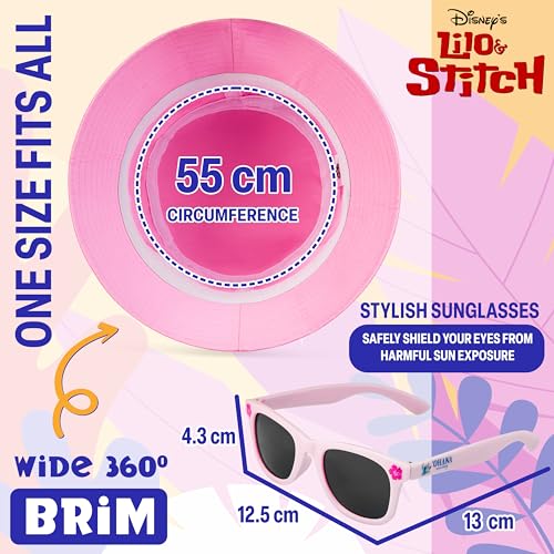 Disney Stitch Sunglasses and Bucket Hat Summer Sun Hat 100% UV Protection Kids Sunglasses Gifts for Girls 6