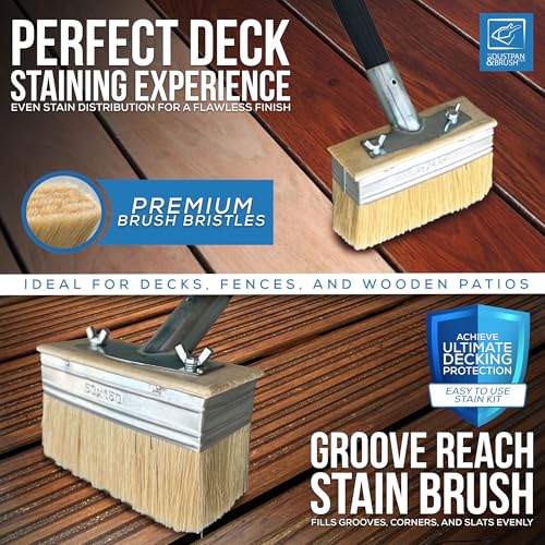 Decking Stain Brush Kit with Metal Handle for Decking Paint Stain Application with Extra Decking Brush Head and 3" Paint Brush 2 Decking Stain Brush Kit with Metal Handle for Decking Paint Stain Application with Extra Decking Brush Head and 3" Paint Brush - Image 2