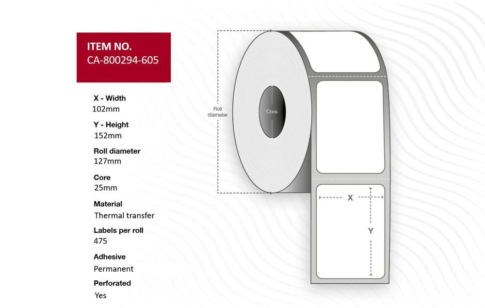 Capture Label Address Rolls 102 x 152 mm, Core 25 mm,