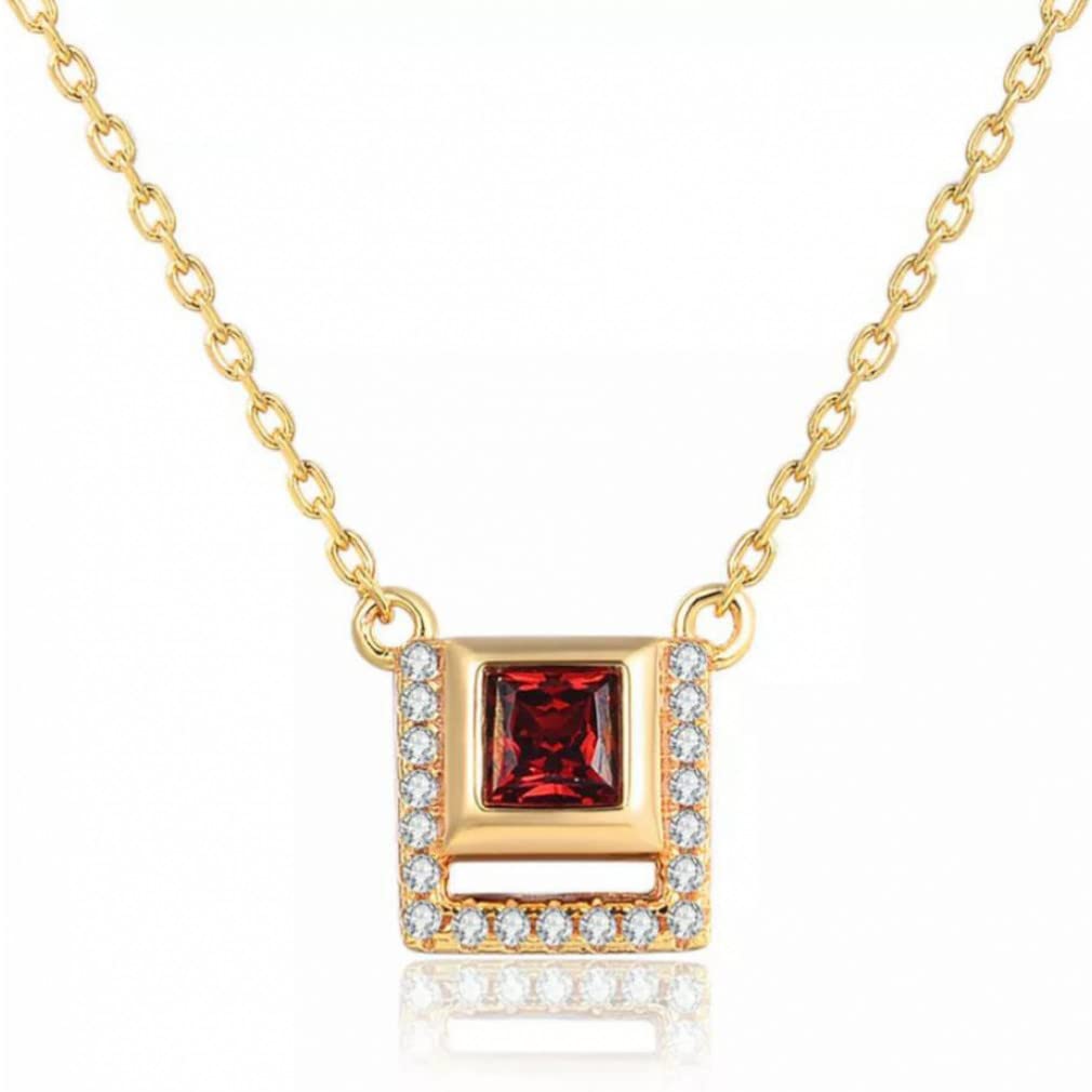 Collier grenat naturel 4mm argent s925 chaîne pendentif rouge