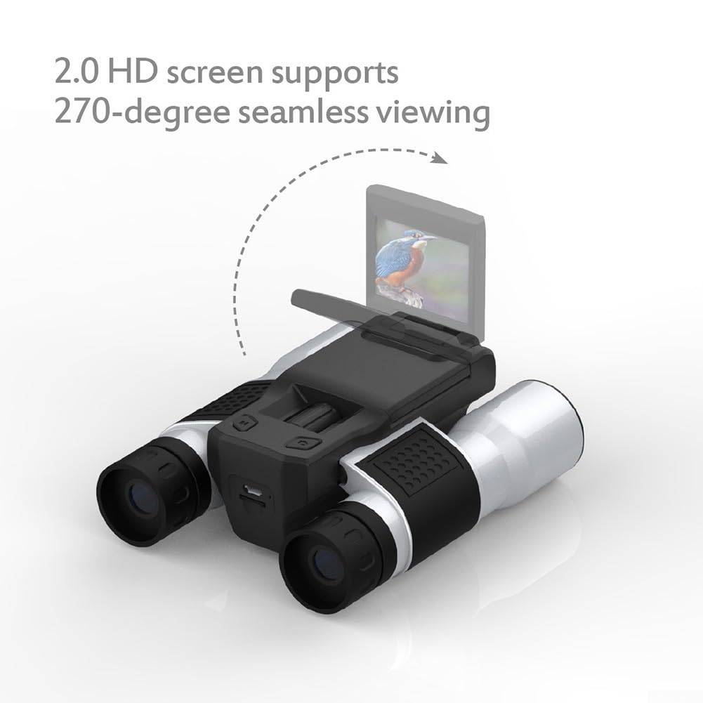 Prismáticos digitales HD 1080P con zoom de 12X, prismáticos con grabadora de cámara para captura de video y fotos, prismáticos al aire libre para vida silvestre