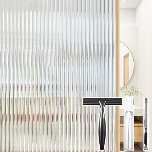 Beautyhero Reeded Glass Window Privacy Film 3D Static Cling 17.5 x 78.7