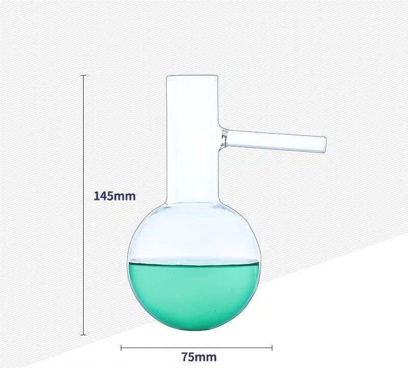 Okrągła butelka destylacji szkła Okrągłodenna kolba destylacyjna ze szkła borokrzemianowego z ramieniem bocznym, różne rozmiary(150ml)
