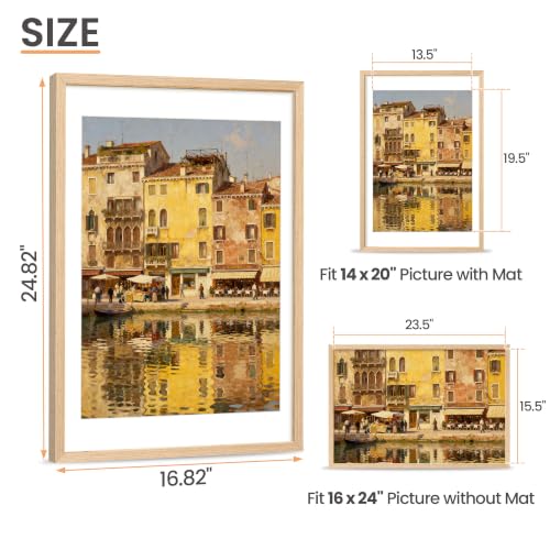 Image of upsimples 16x24 Picture Frame Solid Wooden, Nursery Wall Frames Set of 3