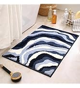 Little World Bathroom Rugs Blue 24’’ x 16’’, Absorbent Quick Dry Bath Mat - Thick and Non Slip Ba...