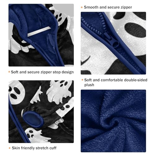 Ghostly White Figures on Black Toddler Fleece Jacket Girl Boys Hooded Fleece Jacket Coat Warm Outwear Zip-up 3-10T3