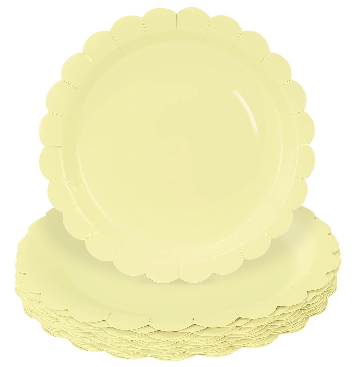Photo 1 of **MISSING PARTS - 5 plates**
HEIPINIUYE 50 Pieces Yellow Paper Plates 9 Inch Light Yellow Scalloped Plates Disposable Dinner Plates for Wedding Baby Shower Birthday Fall Party Dessert Plate