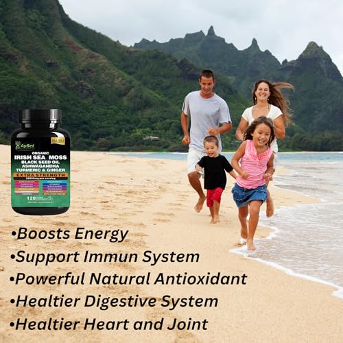 Organic Irish Sea Moss, Black Seed Oil, Ashwagandha, Turmeric,Ginger Capsule, Bladderwrack, Burdock, VIT C&VIT D3, Elderberry, Manuka Honey, Dandelion, Yellow Dock, Apple Cider Vinegar, Halal, Vegan - Image 6