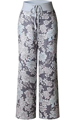 Image of NEWCOSPLAY Women's Comfy Pajama Pants Casual Drawstring Palazzo Lounge Wide Leg Pants