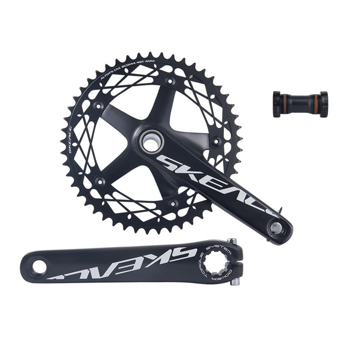 165mm Ciclismo su Pista Guarnitura Guarnitura Lega di Alluminio 49T Integrate Cave Guarnitura con BB