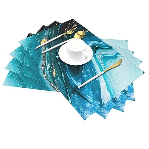 Sets de table lavables en PVC turquoise pour protéger la table des taches - 4