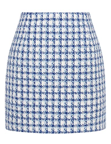 Image of IDEALSANXUN Womens High Waist Plaid Skirt Bodycon Pencil Wool Mini Skirts